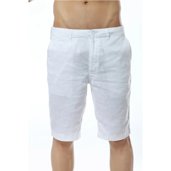 short en lin blanc homme