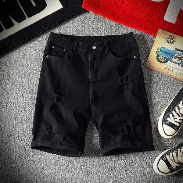 short en jean noir homme