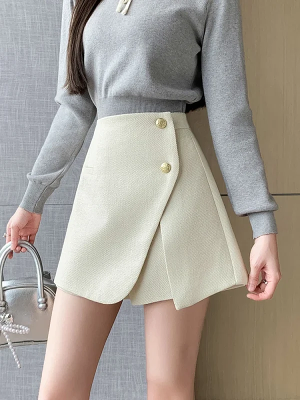 short hiver femme tweed blanc