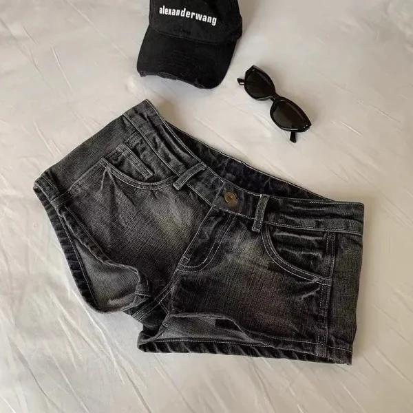 short en jean noir femme vintage