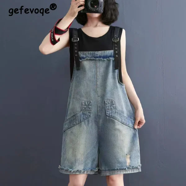 salopette short en jean femme décontracté