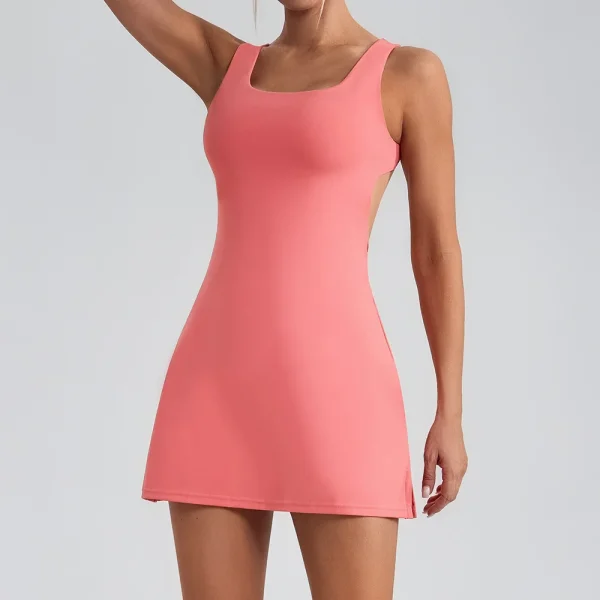 combi short robe col carré