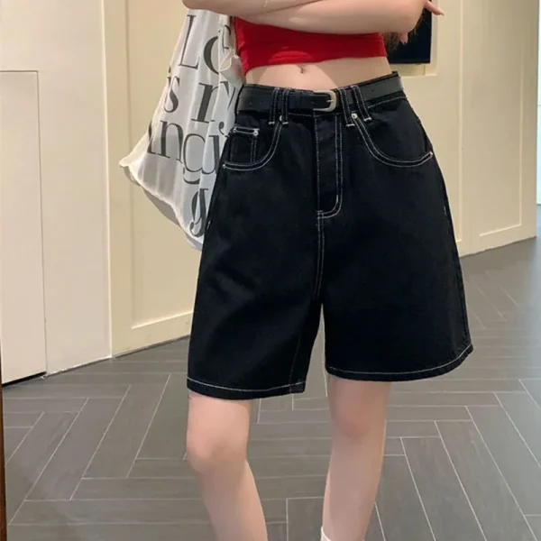 short en jean noir femme large
