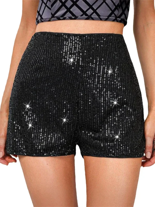 short à paillettes noir