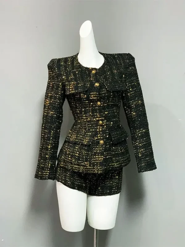 short hiver femme tweed haut de gamme