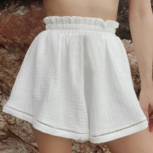 short blanc femme confortable