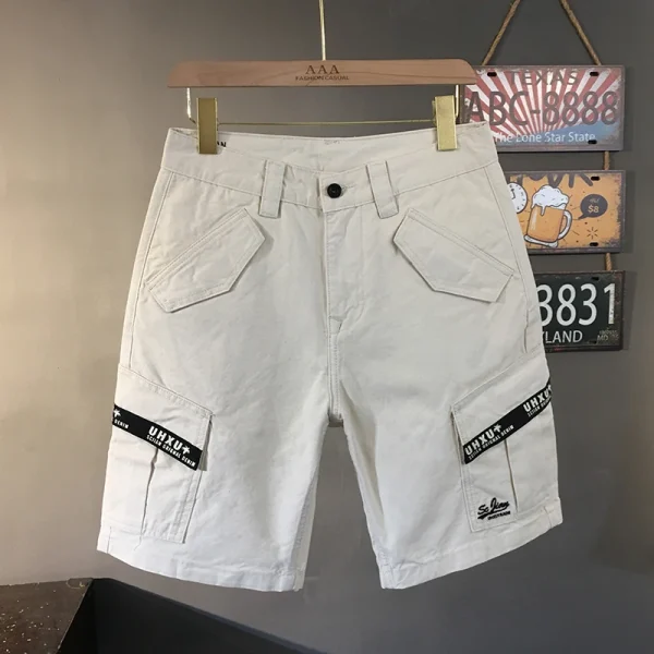 short cargo blanc homme