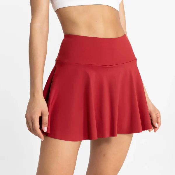jupe short rouge taille haute