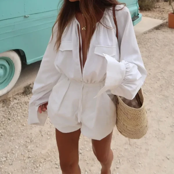 combinaison short en lin originale