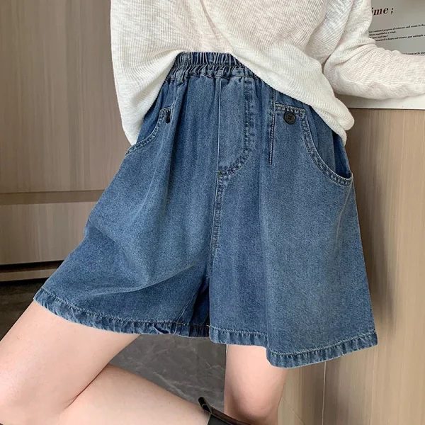 short en jean large taille élastique