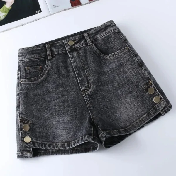 short en jean gris délavé
