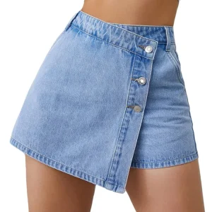 jupe short jean asymétrique