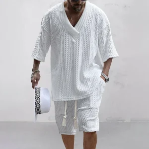 ensemble short t-shirt homme tricoté