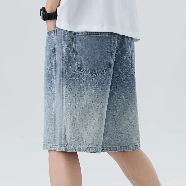 short en jean large homme délité