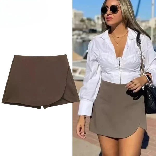 jupe short marron tendance