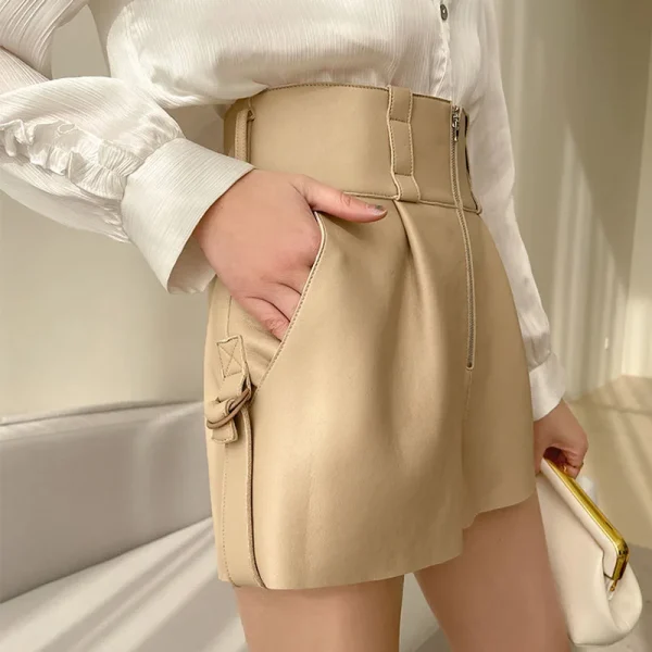mini short cuir fermeture éclair