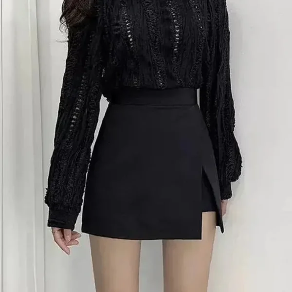 jupe short noir femme taille haute