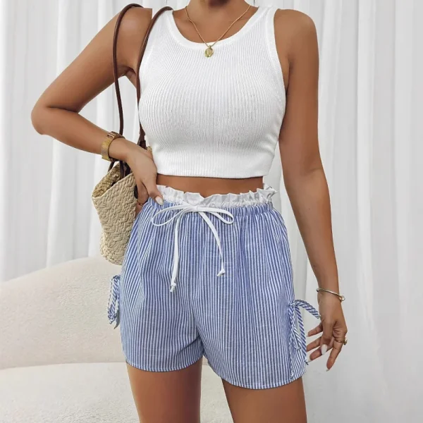 short rayé bleu et blanc femme