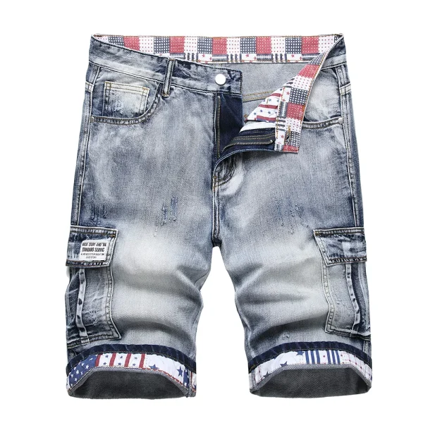 short jean cargo homme multi poche