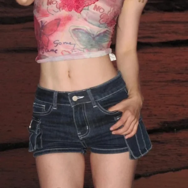 mini short jean taille basse