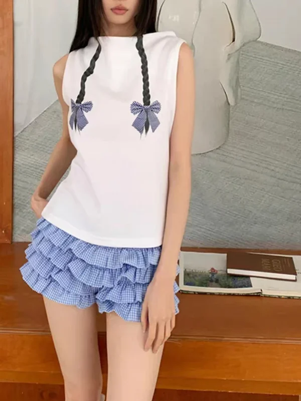 short rayé bleu et blanc femme