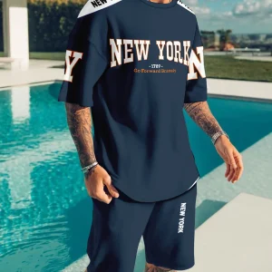ensemble short t-shirt homme avec imprimés lettres