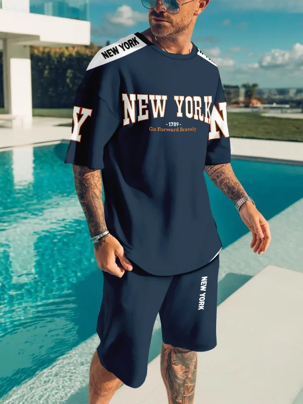 ensemble short t-shirt homme avec imprimés lettres