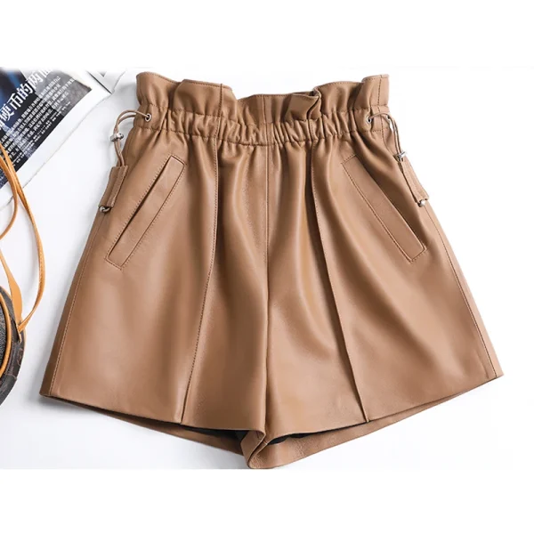 short en cuir femme jambe large