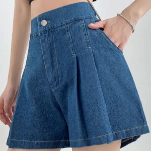 short baggy femme jean plissé