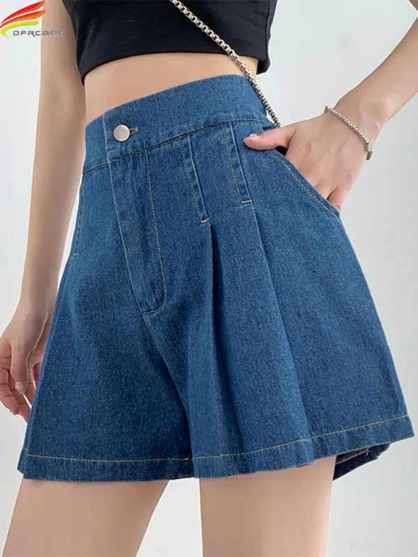 short baggy femme jean plissé
