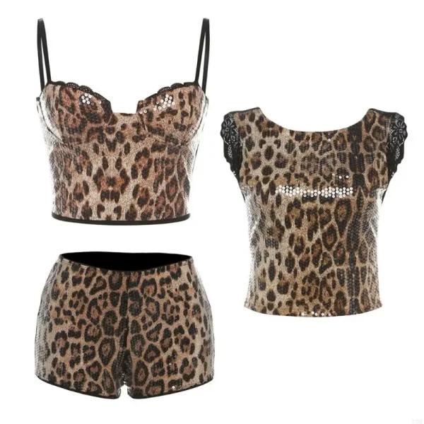 short leopard paillette soirée