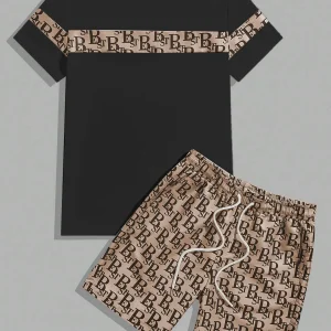 ensemble short tshirt homme en tricot gaufré