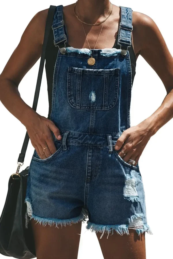 salopette short en jean femme courte
