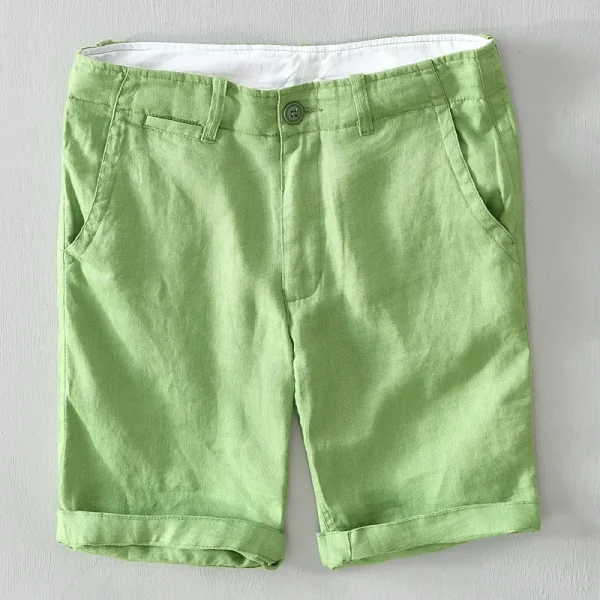 short en lin homme ton pastel