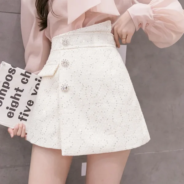 jupe short hiver tissé grossier scintillant